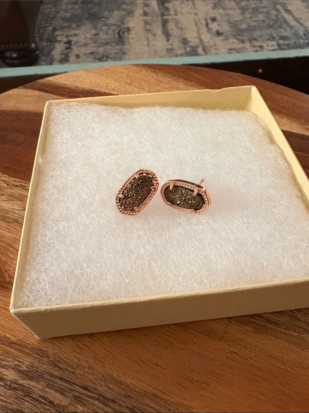 Kendra Scott Rose Gold Oval Druzy Studs with Dark Center